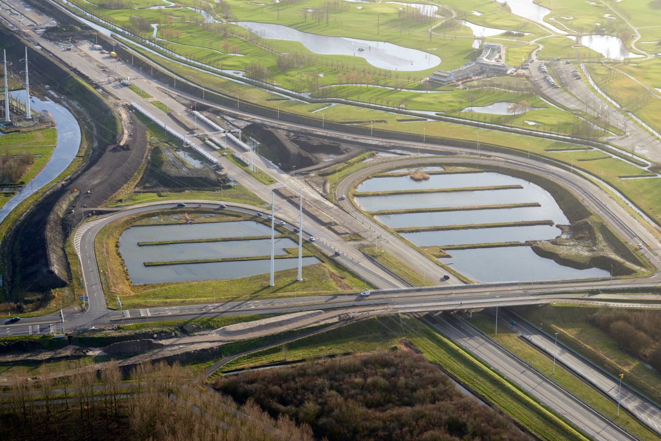 Aansluiting van het nieuwe tracé op de bestaande A4 bij Delft